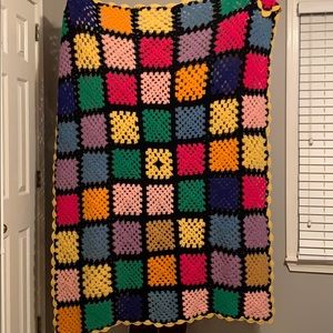 Vintage Handmade Granny Square Afghan Quilt